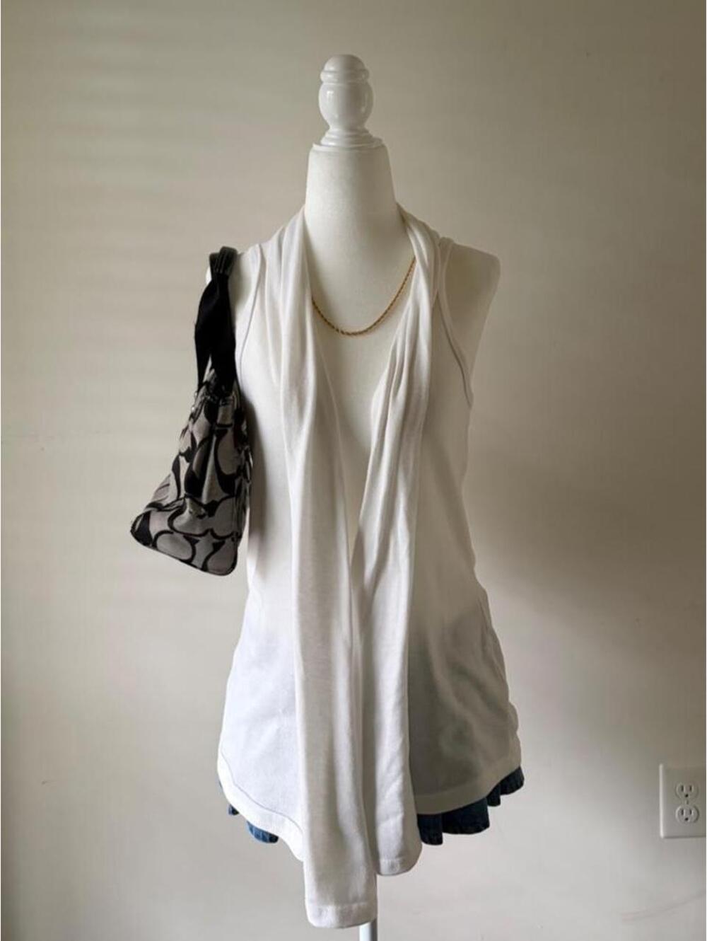 Y2K White Drape Neck Tank Top | Coquette Fairycore Cowl Neck Sleeveless Top